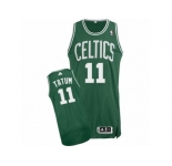 Men's Adidas Boston Celtics #11 Jayson Tatum Authentic Green(White No.) Road NBA Jersey