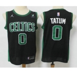 Men's Boston Celtics #0 Jayson Tatum Black 2021 Brand Jordan Swingman Stitched NBA Jersey With NEW Sponsor Logo
