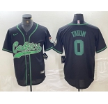 Men's Boston Celtics #0 Jayson Tatum Black Cool Base Stitched Baseball Jersey