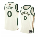 Men's Boston Celtics #0 Jayson Tatum Cream 2024 Finals City Edition Stitched Basketball Jersey