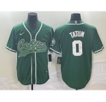 Men's Boston Celtics #0 Jayson Tatum Green With Patch Stitched Baseball Jersey