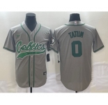 Men's Boston Celtics #0 Jayson Tatum Grey With Patch Stitched Baseball Jersey