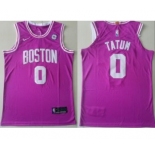 Men's Boston Celtics #0 Jayson Tatum Pink 2018-19 Swingman Basketball New City Edition Jersey