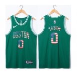 Men's Boston Celtics #0 Jayson Tatum USA Flag Green Stitched Jersey