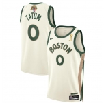 Men's Boston Celtics #0 Jayson Tatum White 2024 Finals Champions City Edition Stitched Basketball Jersey