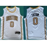 Men's Boston Celtics #0 Jayson Tatum White Stitched Basketball Jersey