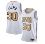 Men's Boston Celtics #30 Sam Hauser White 2025-26 City Edition Swingman Stitched Basketball Jersey