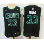 Men's Boston Celtics #33 Larry Bird Black 2021 Brand Jordan Swingman Stitched NBA Jersey With NEW Sponsor Logo