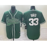 Men's Boston Celtics #33 Larry Bird Green With Patch Stitched Baseball Jersey