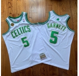 Men's Boston Celtics #5 Kevin Garnett White 2008 NBA 17th Champions Patch 2007-08 Hardwood Classics Soul AU Throwback Jersey