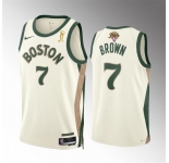 Men's Boston Celtics #7 Jaylen Brown 2024 Finals Champions City Edition Stitched Basketball Jersey