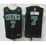 Men's Boston Celtics #7 Jaylen Brown Black 2021 Brand Jordan Swingman Stitched NBA Jersey With NEW Sponsor Logo