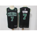 Men's Boston Celtics #7 Jaylen Brown Swingman Authentic Black Basketball Jersey 2021 New（Jordan logo）