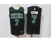 Men's Boston Celtics #7 Jaylen Brown Swingman Authentic Black Basketball Jersey 2021 New(Jordan logo)