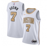 Men's Boston Celtics #7 Jaylen Brown White 2025-26 City Edition Swingman Stitched Basketball Jersey