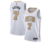 Men's Boston Celtics #7 Jaylen Brown White 2025-26 City Edition Swingman Stitched Basketball Jersey