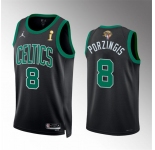 Men's Boston Celtics #8 Kristaps Porzingis Black 2024 Finals Champions Statement Edition Stitched Basketball Jersey