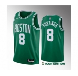 Men's Boston Celtics #8 Kristaps Porzingis Green 2023 Draft Icon Edition Stitched Basketball Jersey