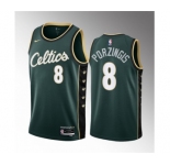 Men's Boston Celtics #8 Kristaps Porzingis Green2023 Draft City Edition Stitched Basketball Jersey