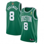 Men's Boston Celtics #8 Kristaps Porzingis Kelly Green 2024 Finals Champions Icon Edition Stitched Basketball Jersey