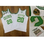 Men's Celtics #20 Ray Allen White 2007-08 Champions Patch Stitched Hardwood Classics Jersey
