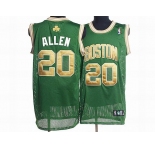 nba boston celtics #20 allen green(gold number)