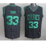 nba boston celtics #33 bird black leopard print[2014 new]