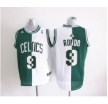 nba boston celtics #9 rondo white-green[strip][revolution 30 swingman]