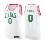 Women's Nike Boston Celtics #0 Jayson Tatum Swingman White Pink Fashion NBA Jersey