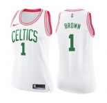 Women's Nike Boston Celtics #1 Walter Brown Swingman White Pink Fashion NBA Jersey