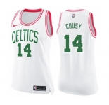 Women's Nike Boston Celtics #14 Bob Cousy Swingman White Pink Fashion NBA Jersey