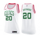 Women's Nike Boston Celtics #20 Gordon Hayward Swingman White Pink Fashion NBA Jersey