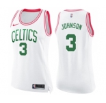 Women's Nike Boston Celtics #3 Dennis Johnson Swingman White Pink Fashion NBA Jersey