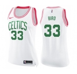 Women's Nike Boston Celtics #33 Larry Bird Swingman White Pink Fashion NBA Jersey
