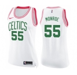 Women's Nike Boston Celtics #55 Greg Monroe Swingman White Pink Fashion NBA Jersey
