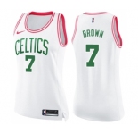 Women's Nike Boston Celtics #7 Jaylen Brown Swingman White Pink Fashion NBA Jersey