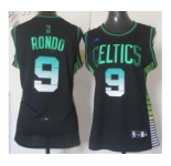 women nba boston celtics #9 rondo black[number green]