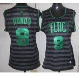 women nba boston celtics #9 rondo grey[black strip]