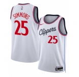 Men Los Angeles Clippers #25 Ben Simmons White 2024-25 Stitched Jersey