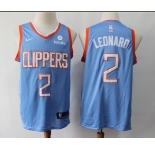 Men Nike Los Angeles Clippers #2 Kawhi leonard Authentic Blue NBA Jersey - City Edition