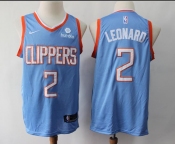 Men Nike Los Angeles Clippers #2 Kawhi leonard Authentic Blue NBA Jersey - City Edition