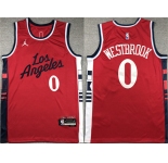 Men's Los Angeles Clippers #0 Russell Westbrook Red Stitched Jersey