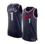 Men's Los Angeles Clippers #1 James Harden Navy 2024-25 Icon Edition Stitched Jersey