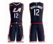 Men's Los Angeles Clippers #12 Luc Mbah a Moute Swingman Navy Blue Basketball Suit Jersey - City Edition