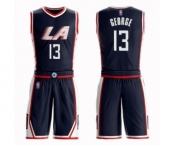 Men's Los Angeles Clippers #13 Paul George Authentic Navy Blue Basketball Suit Jersey - City Edition