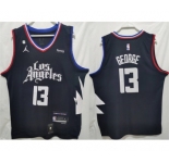 Men's Los Angeles Clippers #13 Paul George Black Stitched Jersey