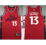 Men's Los Angeles Clippers #13 Paul George Red Stitched Jersey