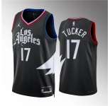 Men's Los Angeles Clippers #17 P.j. Tucker Black Statement Edition Stitched Jersey