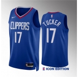 Men's Los Angeles Clippers #17 P.j. Tucker Blue Icon Edition Stitched Jersey