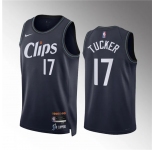 Men's Los Angeles Clippers #17 P.j. Tucker Navy 2023-24 City Edition Stitched Jersey